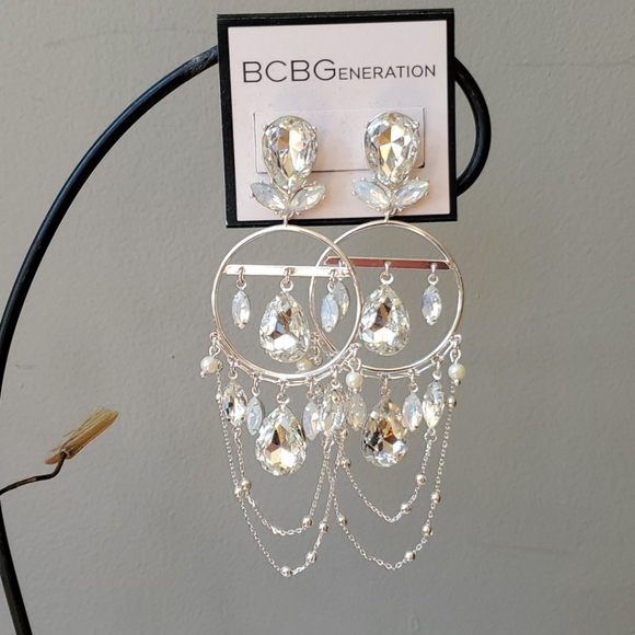 BCBGeneration Jewelry - BCBGeneration Rhinestone Silver Dangle Earrings